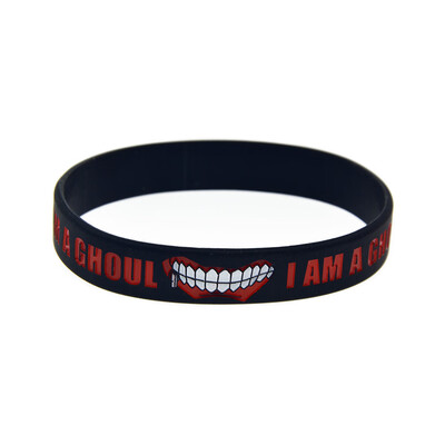 

Japanese Anime Film Series Tokyo Ghoul Naruto Writing Round Eye Logo Soft Silicone Bracelet