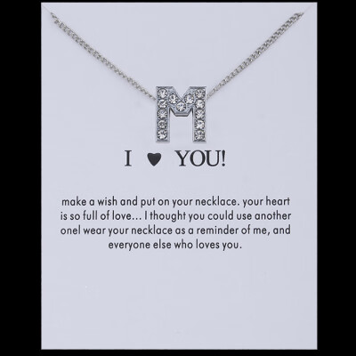 

Sale 26 Letters Pandent I Love You Fashion Simple Silvery Chain Rhinestone Charm Crystal Women Necklace Jewelry Gift