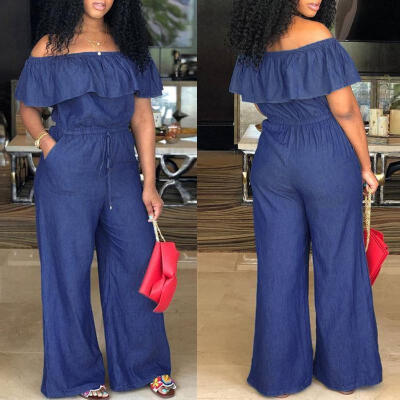 

New Casual Women&39s Bodycon Jumpsuit Jeans Denim Rompers Overalls Trousers Pants