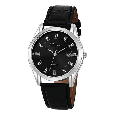 

Gobestart Fashion Business Simple Without Digital Dial Small Calendar Mens Quartz Watch