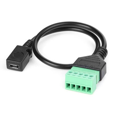 

Micro USB Female to 5 Pin Screw Terminal Connector Plug w30cm Shield Cable