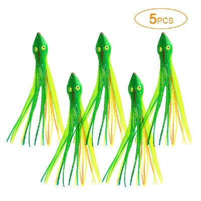 

Lixada 5PCS 15cm Soft Octopus Squid Skirts Trolling Fishing Lures Baits for Saltwater Freshwater