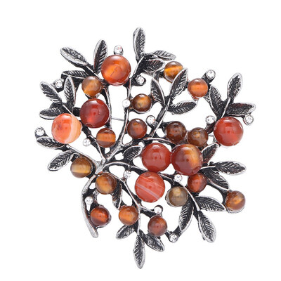 

1PC Cute Stone Enamel Bouquet Plant Leaf Brooches Vintage For Women Brooch Wedding Hijab Scarf Pins Up Fashion Jewelry Xmas Gift