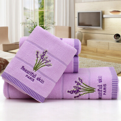 

Gobestart Cotton Embroidery Lavender Aromatherapy Soft Bath Hand Face Towel Sheet Set