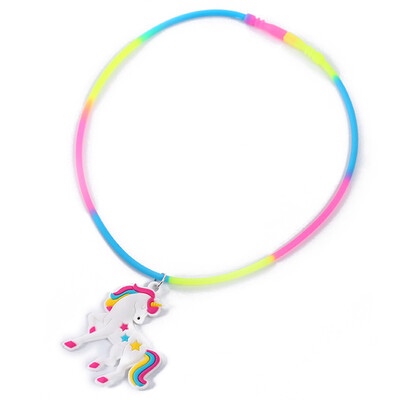 

Cartoon Cute PVC Unicorn Rainbow Silicone Necklace Childrens Jewelry Party Supplies 14 Styles