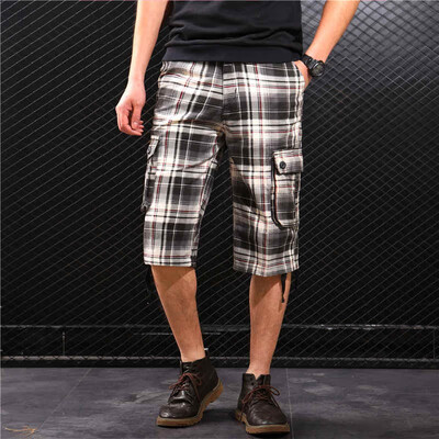 

SQSI shorts mens cropped trousers thin section 2019 new mens clothing grid 4941