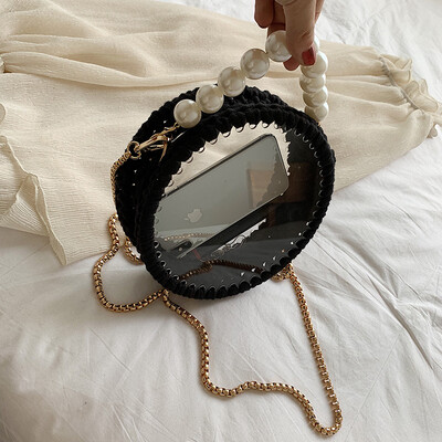 

Summer personality transparent handbag bag female 2019 new Korean version of the wild single shoulder slung fashion chain small round bag