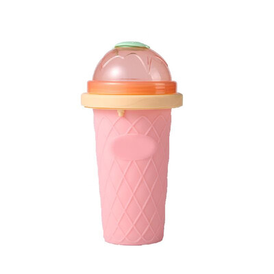 

Net red with the homemade diy ice cream smoothie cup juice cup childrens summer double-layer fast cooling pinch cup Pink