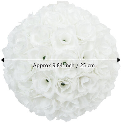 

5PCS 10" Flower Kissing Ball Wedding Rose Party Romantic Decoration Satin White