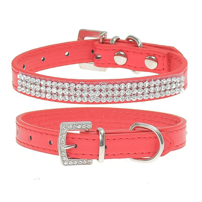 

Bling Rhinestone Leather Crystal Diamond Puppy Collar Pet Dog Collars