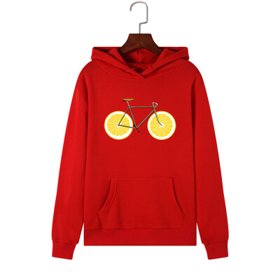 

Tailored Women Long Sleeve Bike Print Hooded Sweatshirt Automn&Winter Blouse Lady Tops