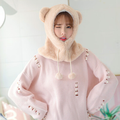 

Tailored Ladies Adjustable Faux Fur Warm Ball Fluffy Hood Scarf Hat Snood Hats Ears