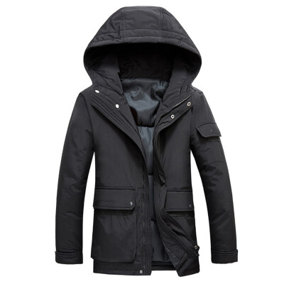 

Gobestart Mens Autumn Winter Large Size Hooded Coat Thickening Long Sleeved Jacket