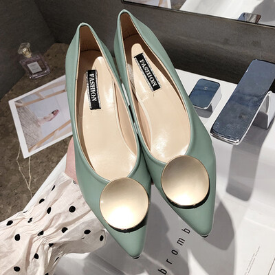 

Pointed Single Shoe Woman Summer Korean Edition Round-heeled Shallow Potato Shoes Chic Fairy Shoes