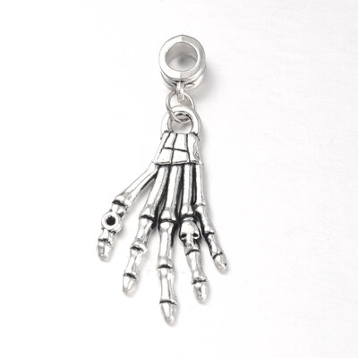 

Trendy Tibetan Style Alloy Halloween Hand Skull European Dangle Beads Antique Silver 47mm Hole 5mm
