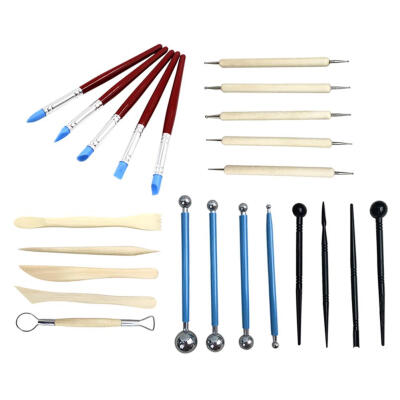 

23pcs DIY Wood Handle Ceramics Modeling Clay Sculpting Pottery Carving Tool