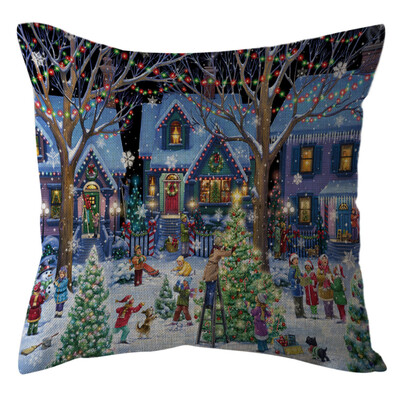 

〖Follure〗Christmas Home Decor Office Sofa Cushion Square Throw Pillow Festive Pillowcase