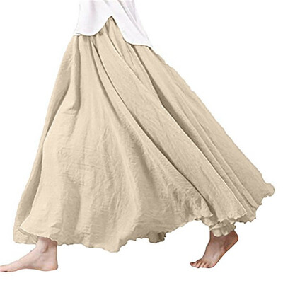 

Boho Womens Skirt Elastic Waist Long Maxi Casual Beach Dress Vintage Skirt