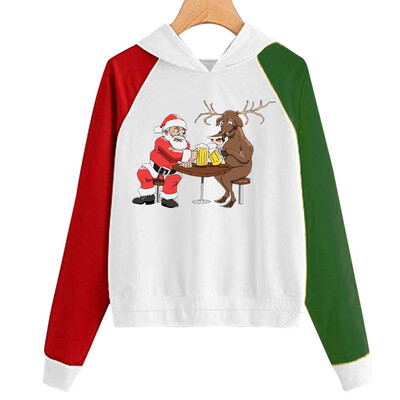 

Tailored Women Christmas Print Hooded Long Sleeves Sweatshirt Hooded Pullover Tops Shirt