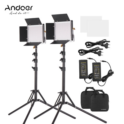 

Andoer 2 Packs LED Video Light&787 Inches Stand Lighting Kit Dimmable 660 LED Bulbs Bi-Color Light Panel 3200-5600K CRI 85 w