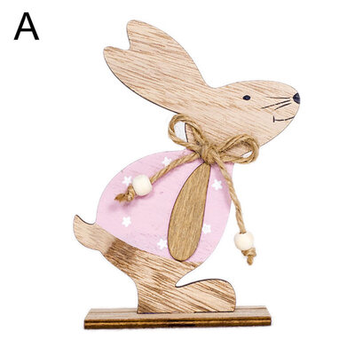 

Easter Rabbit Wooden Stand Cute Cartoon Bunny Desk Decor Home Ornament Craft