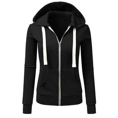 

Toponeto Women Long Sleeve Patchwork Solid Color Hooded Zipper Casual Sport Coat
