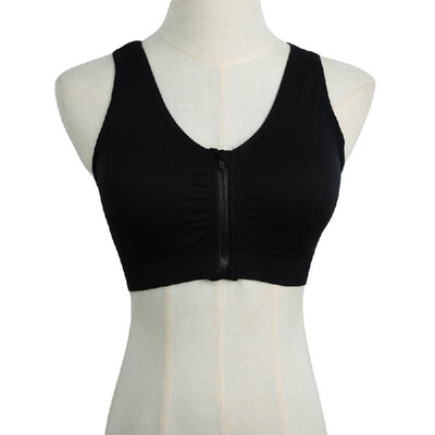 

New Fashion Women Sports Bra Push Up Zipper Wireless Padding Fitness Stretch Breathable Yoga Gym Underwear Vest