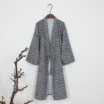 

New Men Kimono Yukata Gauze Cotton Comfy Japanese Bathrobe Robe Gown Nightwear
