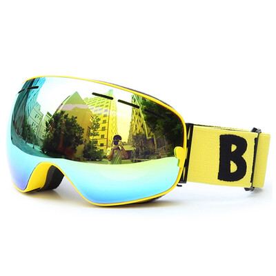 

Adult Skiing Snowboarding Skating Goggles UV Protection Anti-fog Wide Spherical PC Lens Anti-slip Strap Helmet Compatible