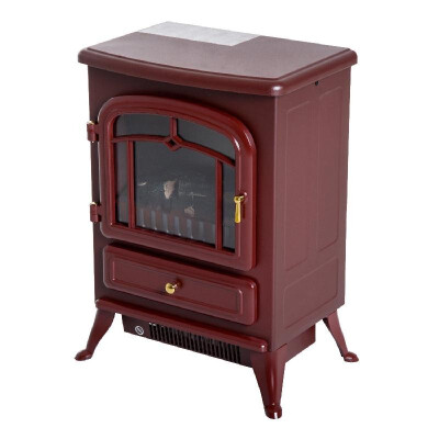 

16" 1500W Free Standing Electric Fireplace Wood Burning Portable Stove Heater - Red