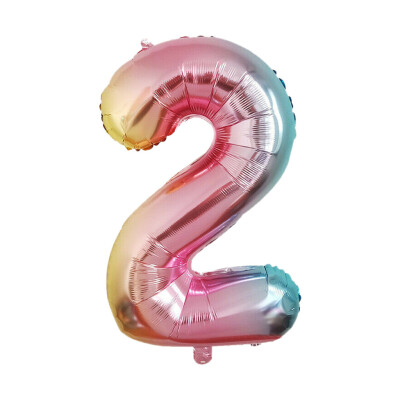 

Tailored 40 Inch Rainbow Gradient Number 0-9 Foil Digital Balloons For Birthday Party