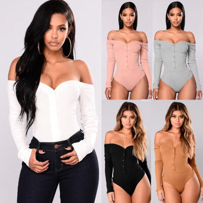 

Women Long Sleeve Bodysuit Stretch Ladies Leotard Body Tops T shirt Jumpsuit