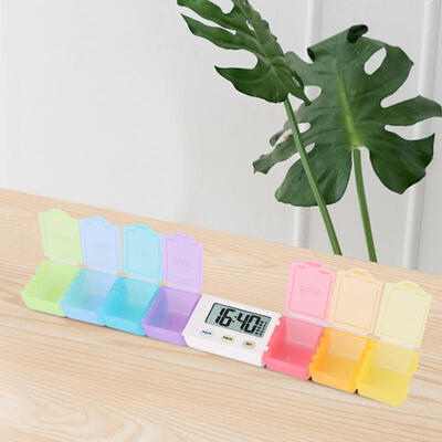 

Greensen Portable Colorful Weekly Medicine Organizer Travel 7 Day Pill Box Case with Timer