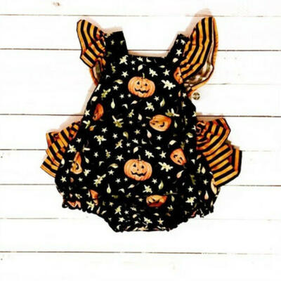 

UK Newborn Baby Girls Halloween Clothes Pumpkin Romper Bodysuit Jumpsuit Outfit