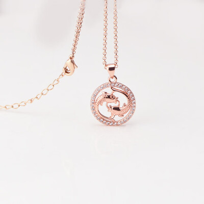 

12 Constellation Round Scorpio design glittering Necklace gold tone Fashion Jewelry Necklace
