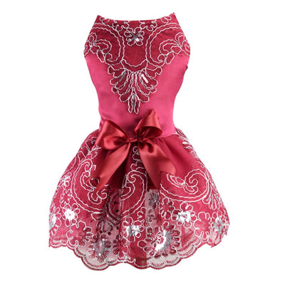 

Mesh Princess Dog Dresses Summer Dog Clothes Bow Tutu Princess Dress Puppy Lace Skirt Wedding Party Pet Apparel