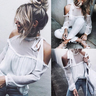 

Fashion Women Ladies Loose Casual Long Sleeve T-Shirt Off Shoulder Blouse Tops