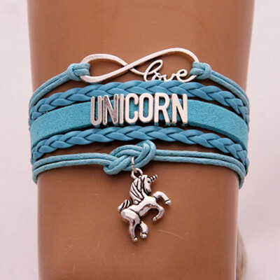 

Cute Unicorn Bracelet Handmade Rainbow Unicorn Sparkly Charm Bracelet Infinity Love Charm Bangles Best Gift for Girls&Womens