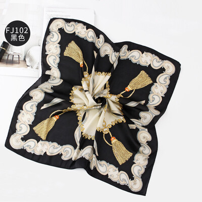 

2018 Korean version of the spring ladies simulation silk scarf printing 70 square scarf fashion scarf small scarf wholesale FJ102