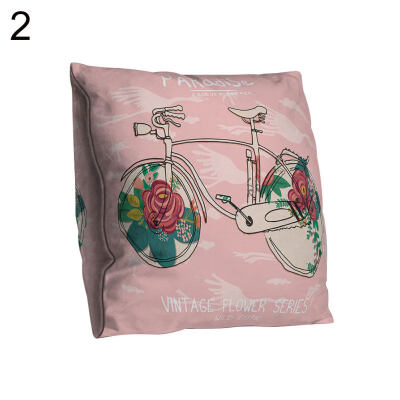 

Bicycle Flower Double-sided Print Pillow Case Cushion Cover Sofa Bed Car Decor