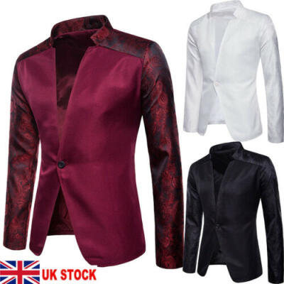 

UK New Mens Blazer Casual Slim Fit One Button Tuxedo Formal Suit Coat Jacket Top