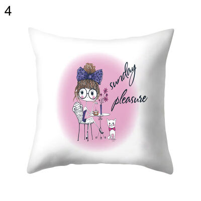 

Lovely Cartoon Girl Pillow Case Cushion Cover Sofa Bed Car Cafe Office Decor