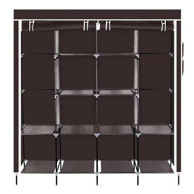 

Clothes Closet Portable Wardrobe Storage Rack 12 Shelves 4 Side Pockets