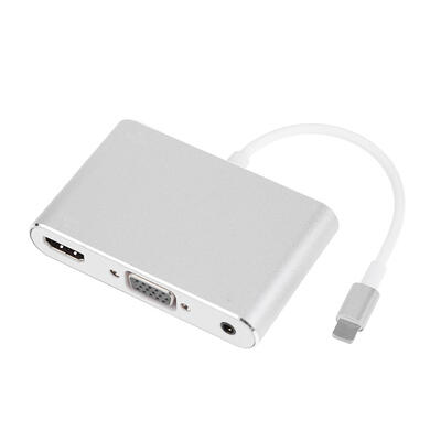 

1080P Aluminium Alloy  Port for Apple to HDMI VGA Audio Adapter Converter