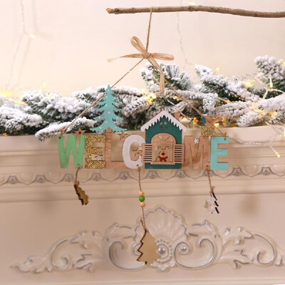 

Christmas Wooden Bells Letter Pendant Welcome to the Door Sign Creative Shop Indicating Widget Hanging Decoration