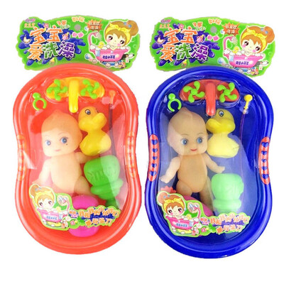 

Baby Doll in Bath Tub With Shower Accessories Set Kids Pretend Role Play Toy