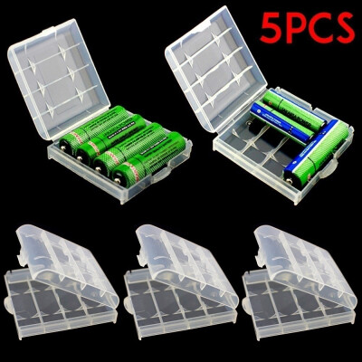 

5Pcs Hard Plastic Cases Cover Holder 14500 AA AAA Battery Storage BoxBatteries not included