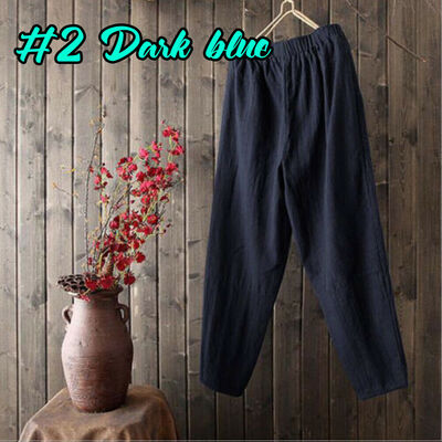 

Mens Linen Cotton Loose Pants Beach Drawstring Yoga Casual Long Slacks Trousers