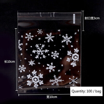 

100Pcs Self Adhesive Plastic Seal Bag Santa Claus Cookies Candy Wrapping Bags Christmas Baking Pouch