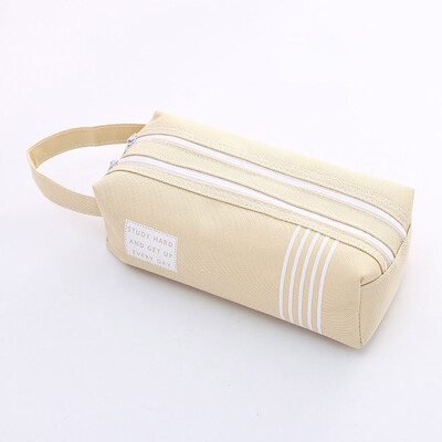 

Siaonvr Canvas Large Capacity Double Pen Bag Multi-function Pencil Bag Fresh Storage Bag